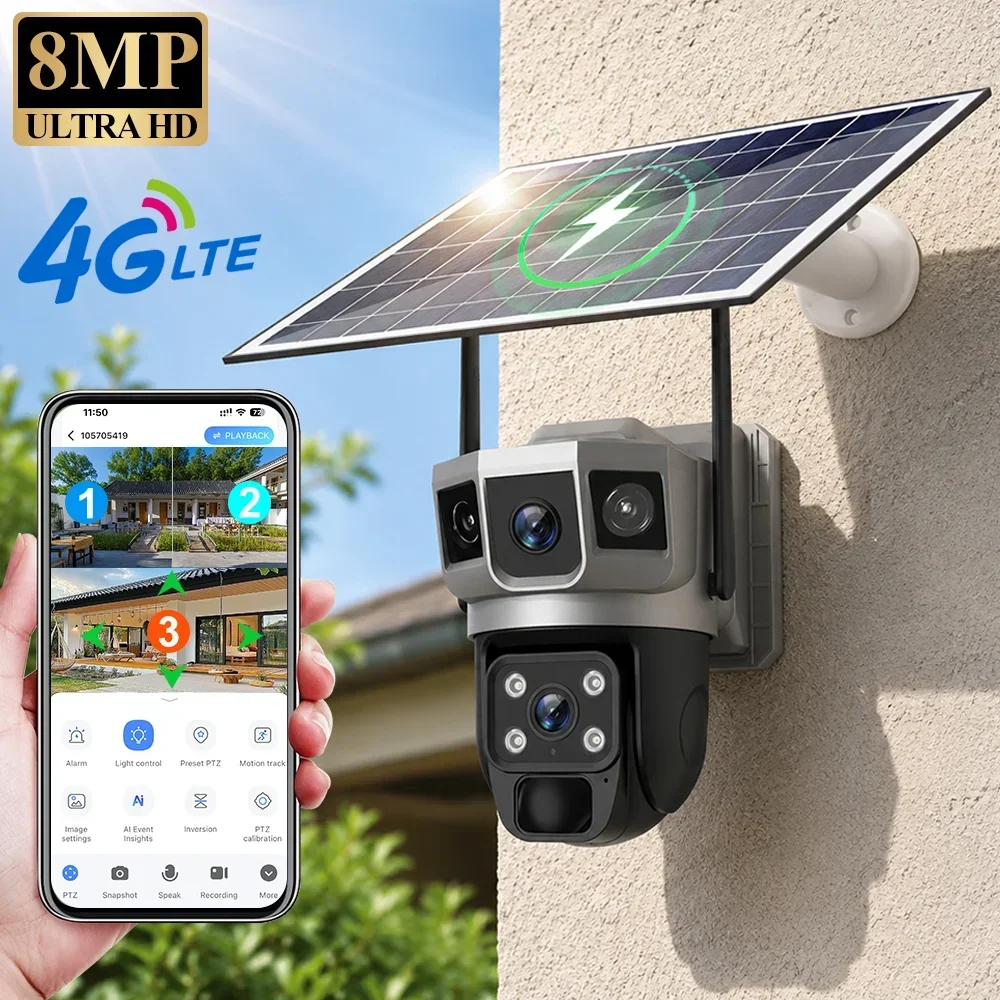 Home Security Diy - V380 4K 3 экрана 4G камера